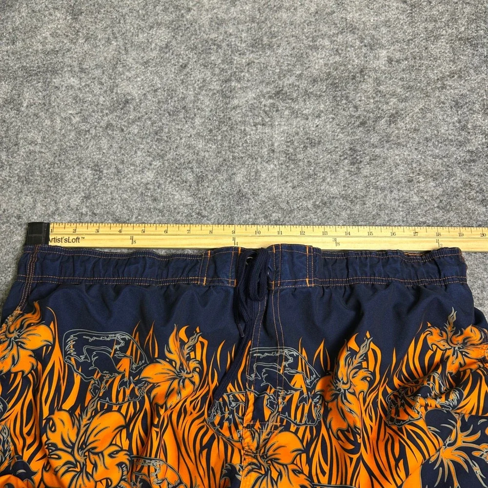 No Boundaries Y2K Orange Floral Flame Board Shorts Baggy Skater Mens Size Large
